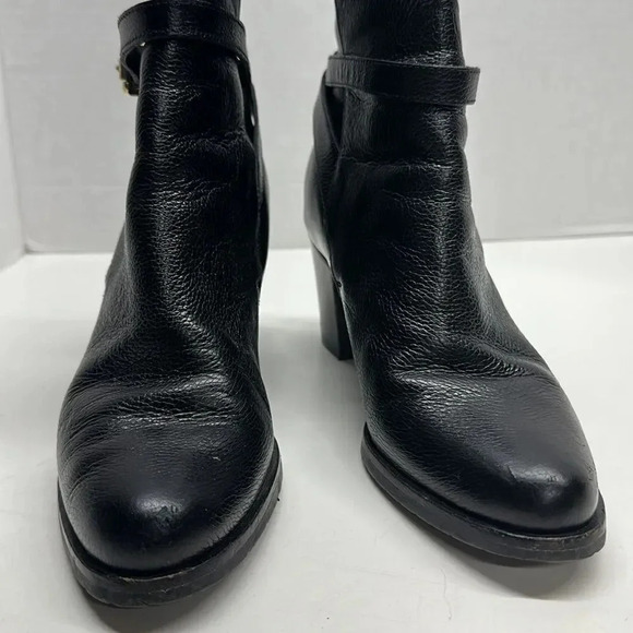 L.K. LK Bennett London Heeled Booties Boots Black Leather Ankle Buckle Size 39 9 - Picture 9 of 12